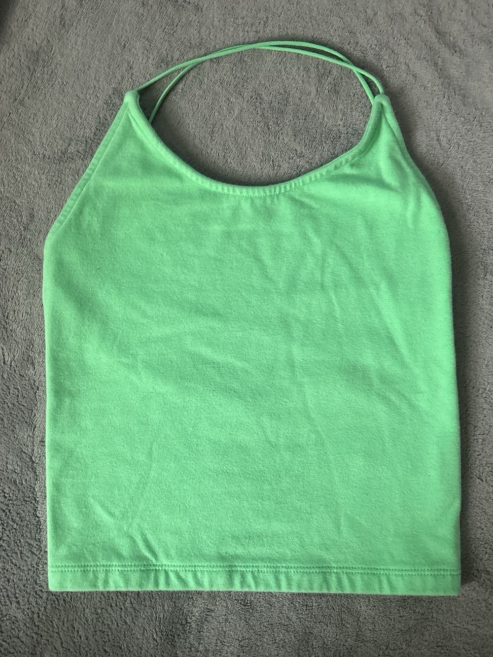 American Eagle Outfitters Neon Green Double-Strap Halter Crop Top